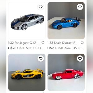 Diecasts Toy Vehicles Metal Car Set of 4 Cars.